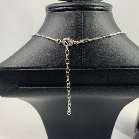 Dillards Faux Opal Necklace & Earring Jewelry Set Silver Tone/Blue Green NIB - Picture 7 of 10